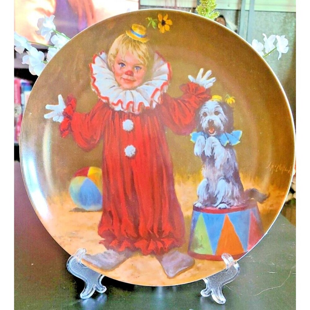 Tommy The Clown Collector Plate John McClelland Children's Circus Dog